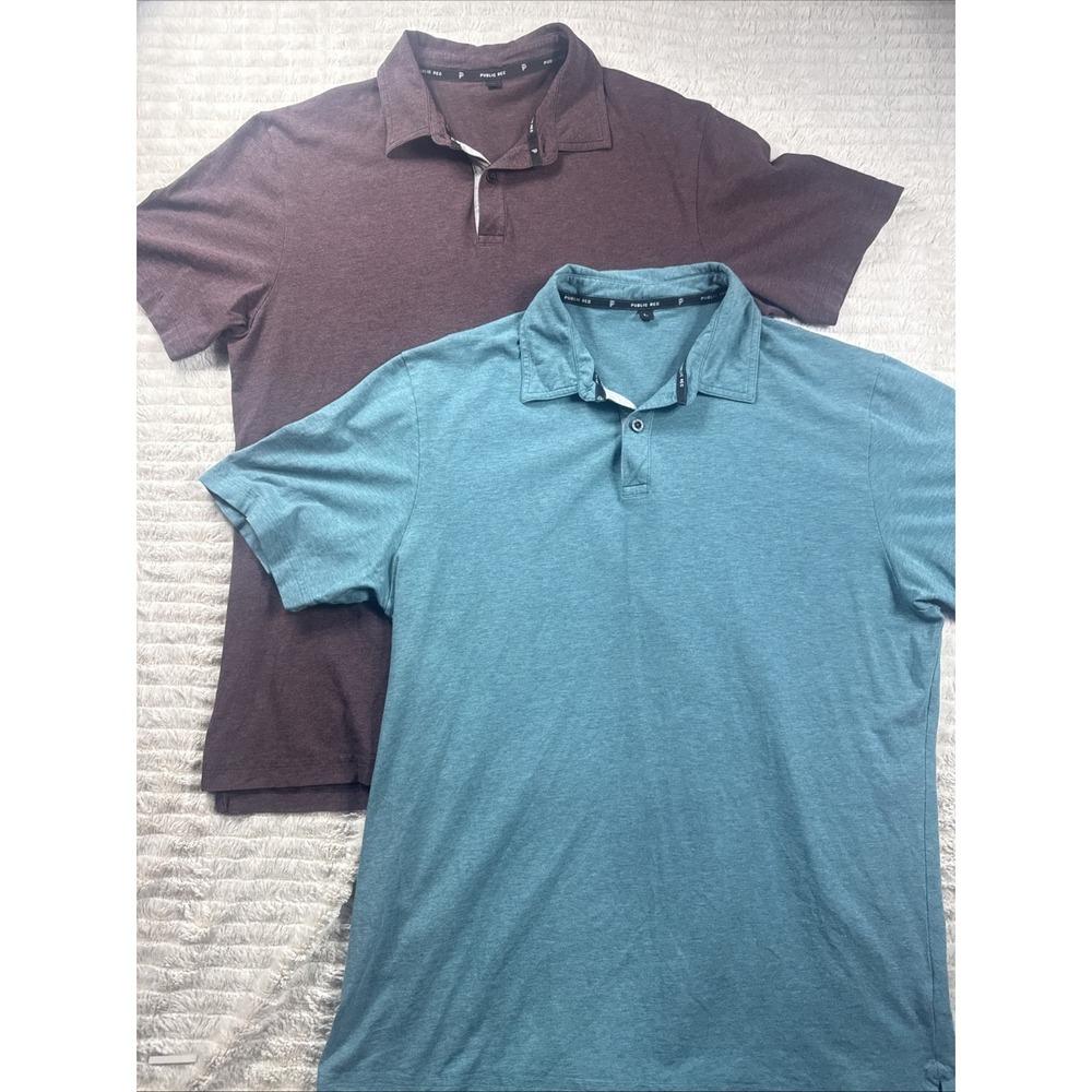 Public Rec Lot Of 2 Go To Polo Shirt Adult XL Teal Maroon Pima Cotton Rugby Golf